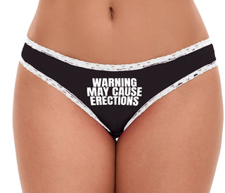 Warning May Cause Erections - Black Bikini White Lace