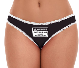 Warning Two Man Job - Black Bikini White Lace
