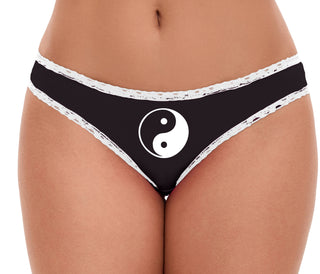 Yin Yang Symbol - Black Bikini White Lace