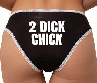 2 Dick Chick Bikini - Black with White Lace