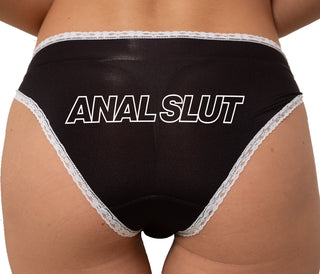 Anal Slut Bikini - Black with White Lace