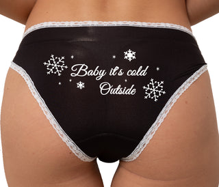 Baby It's Cold Outside Bikini - Black with White Lace