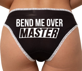 Bend Me Over Master Bikini - Black with White Lace