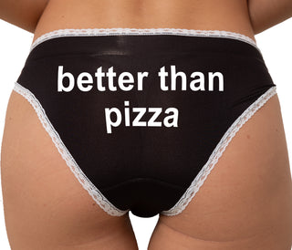 Better Than Pizza Bikini - Black with White Lace
