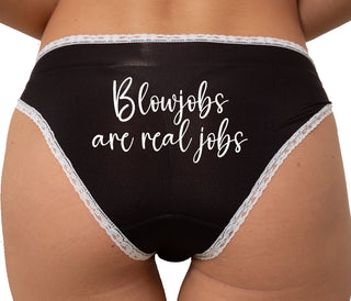 Blow Jobs Are Real Jobs - Sex Worker Positive Bikini - Black with White Lace