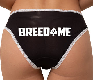 Breed Me - Queen of Spades Bikini - Black with White Lace