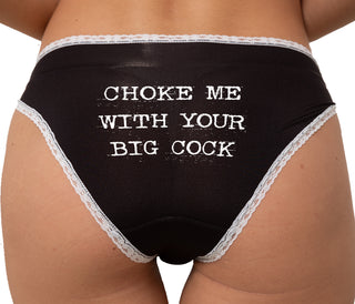 Choke Me With Your Big Cock Bikini - Black with White Lace