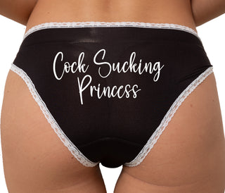 Cock Sucking Princess Bikini - Black with White Lace