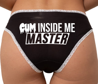 Cum Inside Me Master Bikini - Black with White Lace