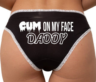 Cum On My Face Daddy Bikini - Black with White Lace