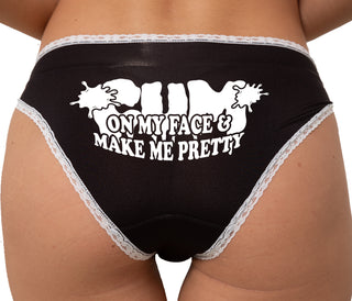 Cum On My Face And Make Me Pretty Bikini - Black with White Lace
