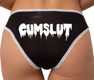 Cumslut - Cum Slut Bikini - Black with White Lace