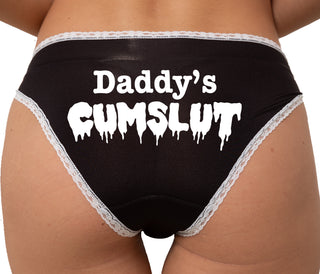 Daddy's Cumslut Bikini - Black with White Lace