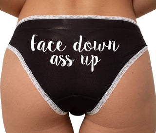 Face Down Ass Up Bikini - Black with White Lace