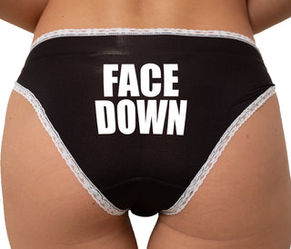 Face Down Bikini - Black with White Lace