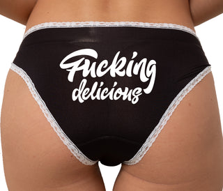 Fucking Delicious  Bikini - Black with White Lace