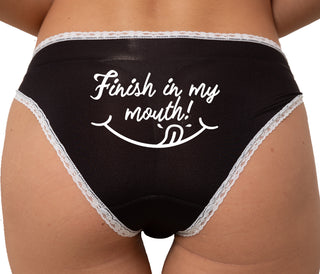 Finish In My Mouth Bikini - Black with White Lace