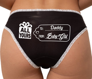 Gift To Daddy From Baby Girl Bikini - Black with White Lace