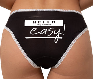 Hello My Name Is Easy Bikini - Black with White Lace