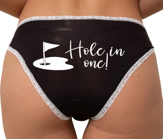 Hole In One - Funny Golf Bikini - Black with White Lace