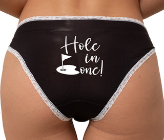 Hole In One - Flirty Golf Bikini - Black with White Lace