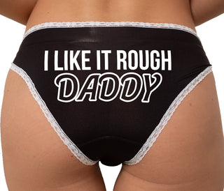 I Like It Rough Daddy Bikini - Black with White Lace