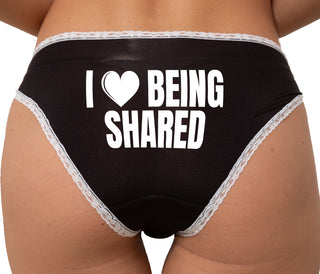 I Love Being Shared Bikini - Black with White Lace