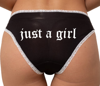 Just A Girl Bikini - Black with White Lace