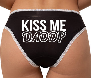 Kiss Me Daddy Bikini - Black with White Lace