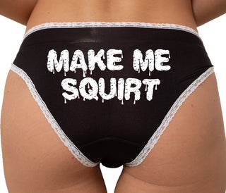 Make Me Squirt Wet Bikini - Black with White Lace