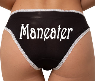 Man Eater Bikini - Black with White Lace