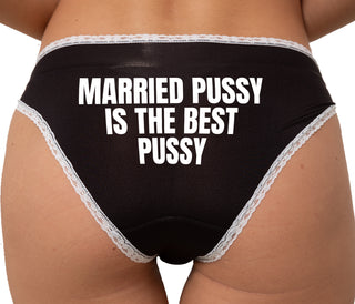 Married Pussy Is The Best Bikini - Black with White Lace