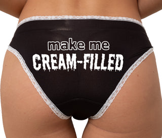 Make Me Cream Filled Bikini - Black with White Lace