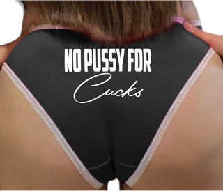 No Pussy For Cucks Bikini - Black with White Lace