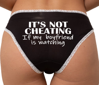 Its Not Cheating If My Boyfriend Watches Bikini - Black with White Lace