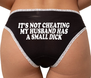 It’s Not Cheating If My Husband Has A Small Dick Bikini - Black with White Lace