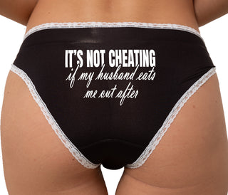 It's Not Cheating If My Husband Eats Me Out After Bikini - Black with White Lace