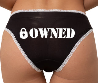 Owned With Collared Lock Bikini - Black with White Lace