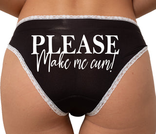 Please Make Me Cum Bikini - Black with White Lace
