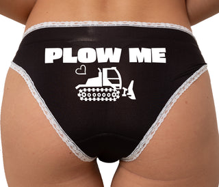 Plow Me - Funny Tractor Design Bikini - Black with White Lace