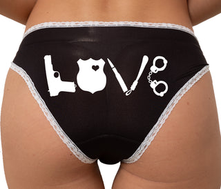 Police LEO Love Bikini - Black with White Lace