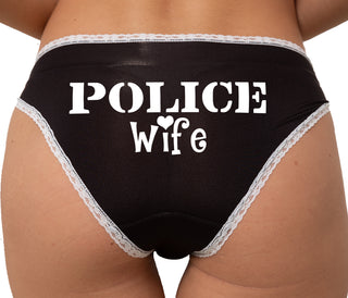 Police Wife Bikini - Black with White Lace