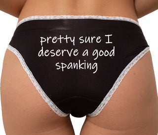 I'm Pretty Sure I Need a Good Spanking Bikini - Black with White Lace