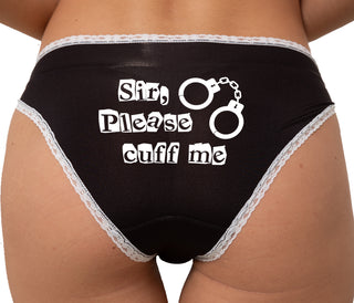 Sir Please Cuff Me Bikini - Black with White Lace