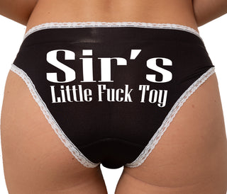 Sir's Little Fuck Toy Bikini - Black with White Lace