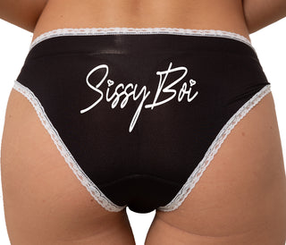 Sissy Boi Bikini - Black with White Lace