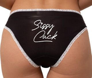 Sissy Cuck Bikini - Black with White Lace