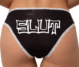 Slut Bikini - Black with White Lace