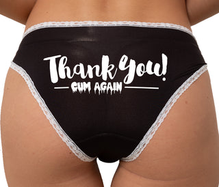 Thank You Cum Again Bikini - Black with White Lace