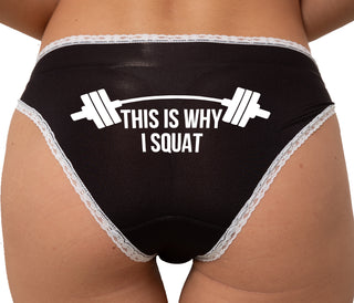 This Is Why I Squat Bikini - Black with White Lace